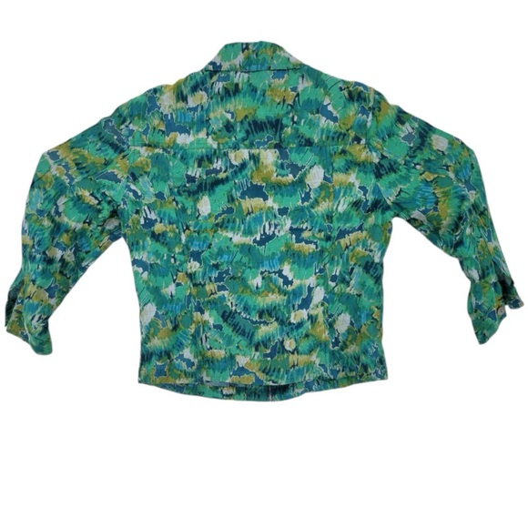 Ruby Rd. Green Teal Printed Jean Jacket - Picture 3 of 4